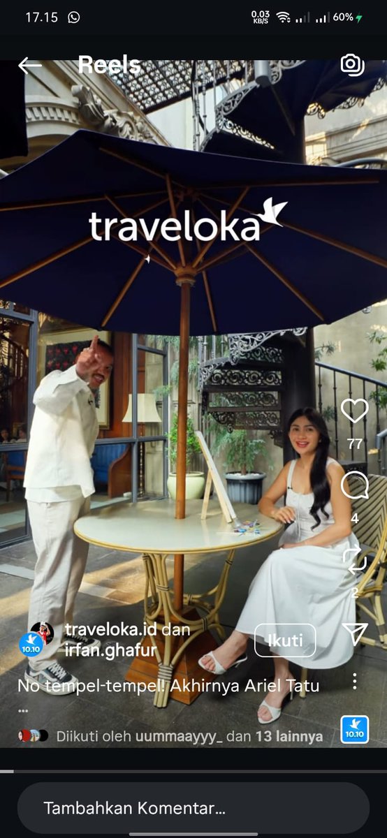 netijen semua makin yakin, Ariel Tatum collab Traveloka bareng Irfan Ghafur ini emang konten paling gokil sejauh ini