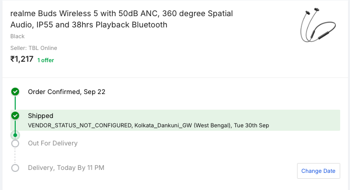 indianets's tweet photo. . @Flipkart is back with good offer cancellation trick as soon as BBD concludes. @flipkartsupport says the package is in transit which @delhivery says it was cancelled on Sept 30 after 3 failed pickups.

Now, they have revised the date to 8 Oct, and will parrot the same everyday. https://t.co/n9qVfMP7JC