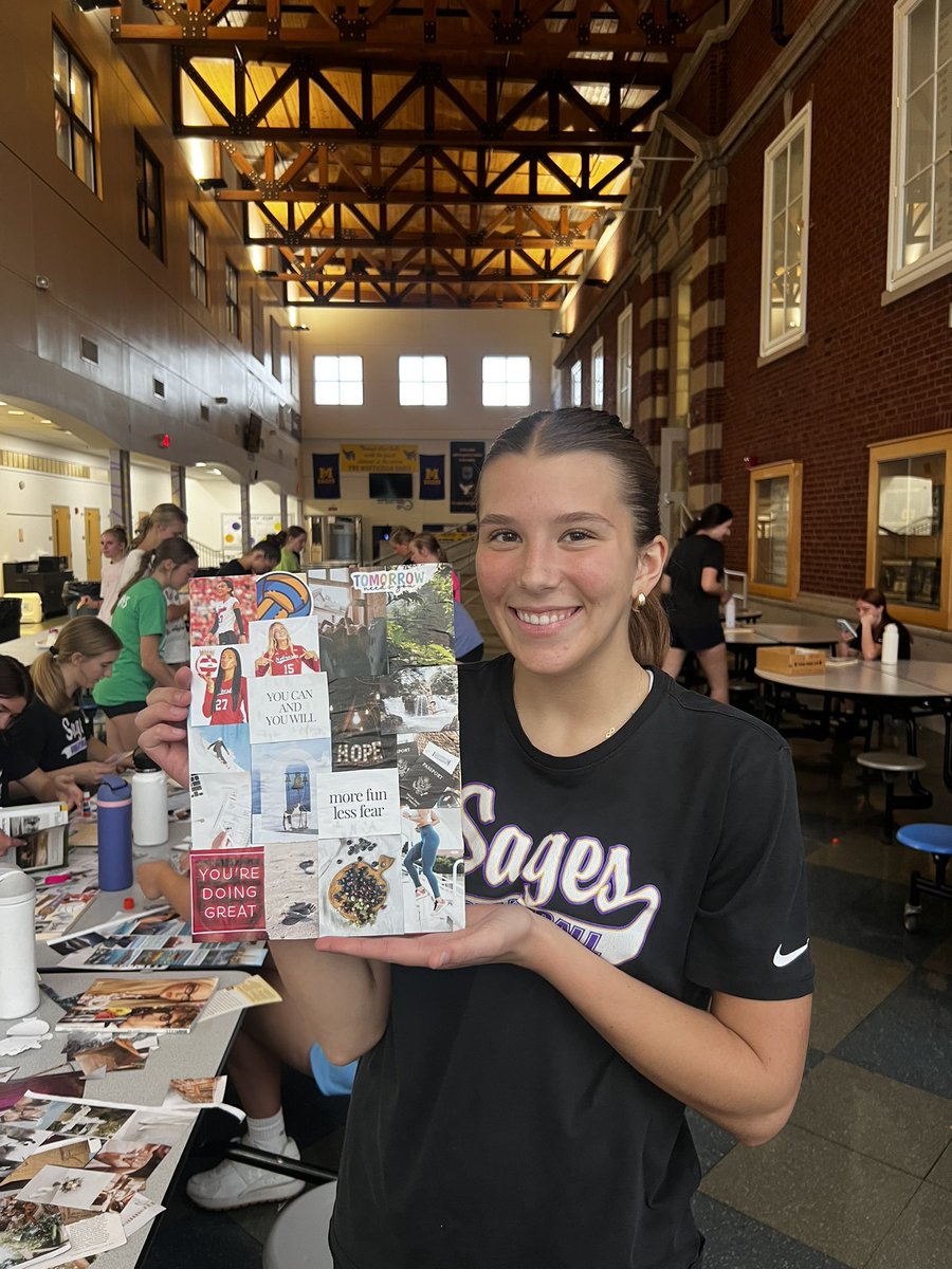 SAGESvb's tweet photo. Yesterday, we ended practice with vision boards and team dinner! Huge shoutout to Emerson for setting up the activity and parents for providing an awesome dinner! 💜 https://t.co/Wie0fq3oQJ
