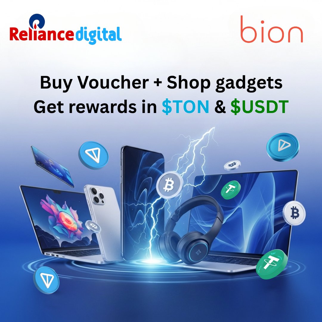 omoniperson's tweet photo. This weekend, shopping at Reliance Digital hits different 

Buy vouchers with Bion, grab your gadgets, and earn cashback in $TON / $USDT. 🪙⚡

Simple. Fast. Rewarding.
👉 https://t.co/MfhP7meDkn

#BionApp #CryptoCashback #Web3Shopping
@bion_app https://t.co/awmzSbHTs5