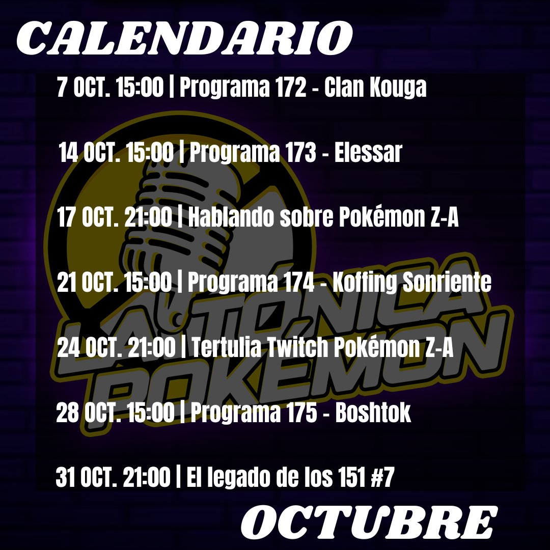 🗓️Ya tenemos la programación de octubre🗓️
