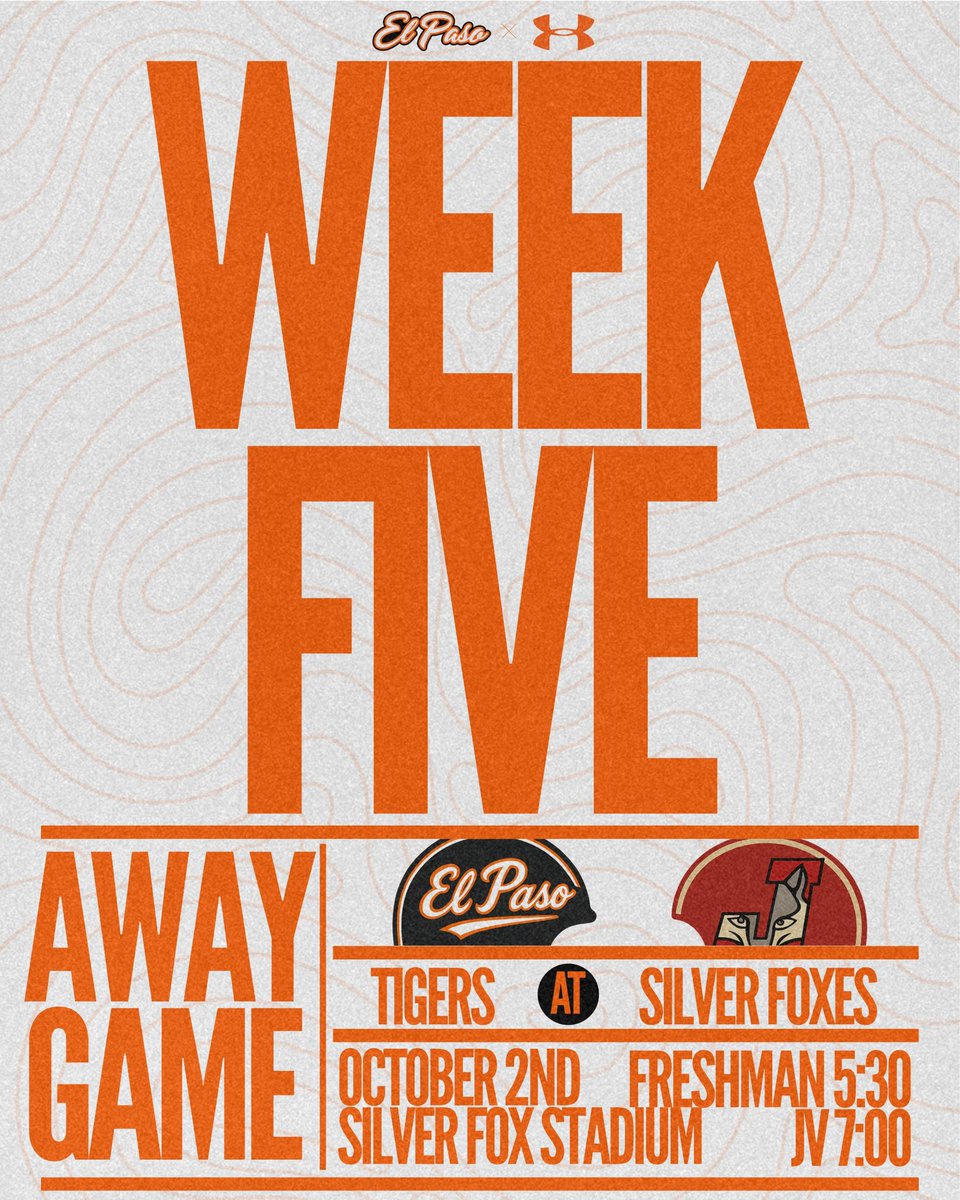 ElPasoFB's tweet photo. WEEK 5️⃣

🆚 Jefferson
🗓️ Friday, Oct 3
⏰ 7:00 PM MST
🏟️ R.R. Jones Stadium
🎟️ https://t.co/wsw55bC7wN
🎥 https://t.co/HqeCOzwjd6

#digin x #brotherh25d x #txhsfb https://t.co/NLtSWUSVKo