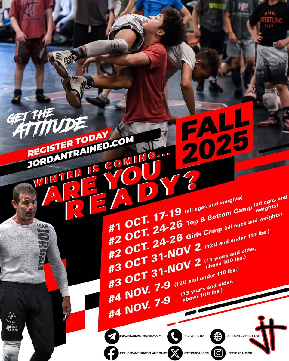 jeffjordanscc's tweet image. Fall Wrestling Camps

#jordantrained #wrestlingcamp #wrestlingtechnique