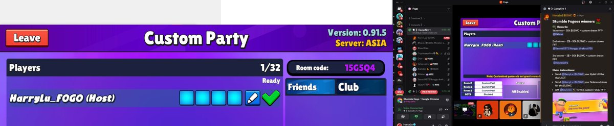 Fogo Stumble Guys FIRE!! 🔥
Thank you <a href="/FogoChain/">Fogo</a> fam for joining this week's Stumble Fogees!
I had fun playing!

Congratulations to all the winners of USDT rewards + $USWC tokens + custom drawn Fogo PFPs!
DM me on discord to claim!

See y'all next week!
❤️‍🔥❤️‍🔥❤️‍🔥 GFOGO Fogees ❤️‍🔥❤️‍🔥❤️‍🔥