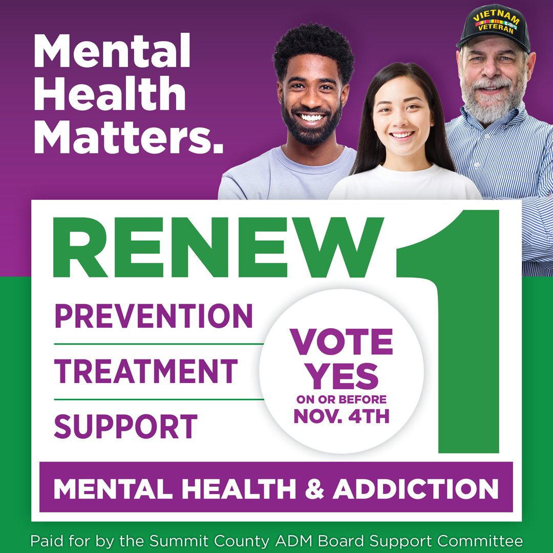 cssbh's tweet image. Join us in supporting vital mental health &amp;amp; addiction services in our community by voting YES for Issue 1 on or before Nov. 4! Funds support mental health &amp;amp; addiction recovery services for Summit Co. children, adults &amp;amp; families More details at SupportADMBoard.org