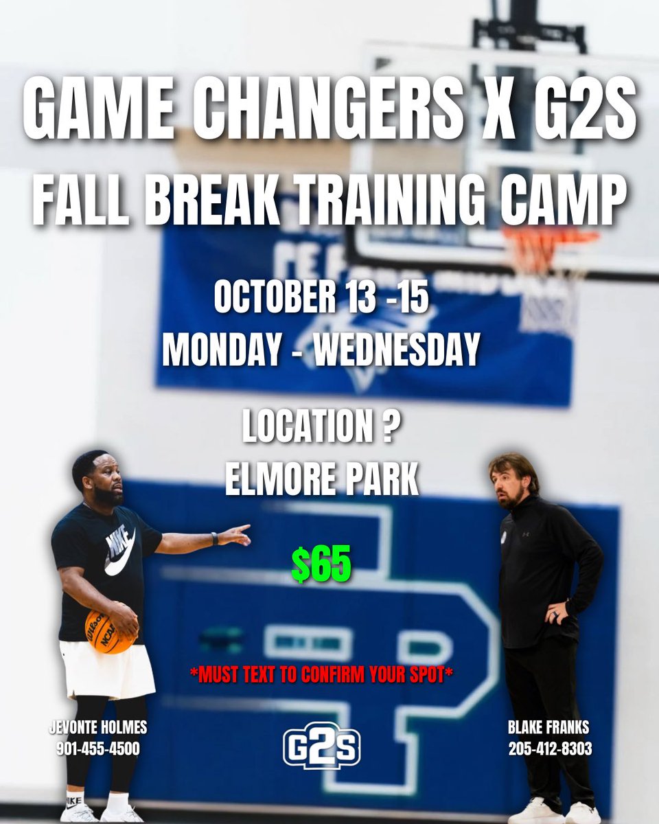 CourtTalkSE's tweet photo. Fall Break in Memphis ‼️

Game Changers X Grind2Shine
Training Camp
Oct 13-15 (Mon-Wed)

9:30 Elementary Boys
12:30 Middle School Boys

#JointheGrind #Gamechangers https://t.co/NrLMcedjyK