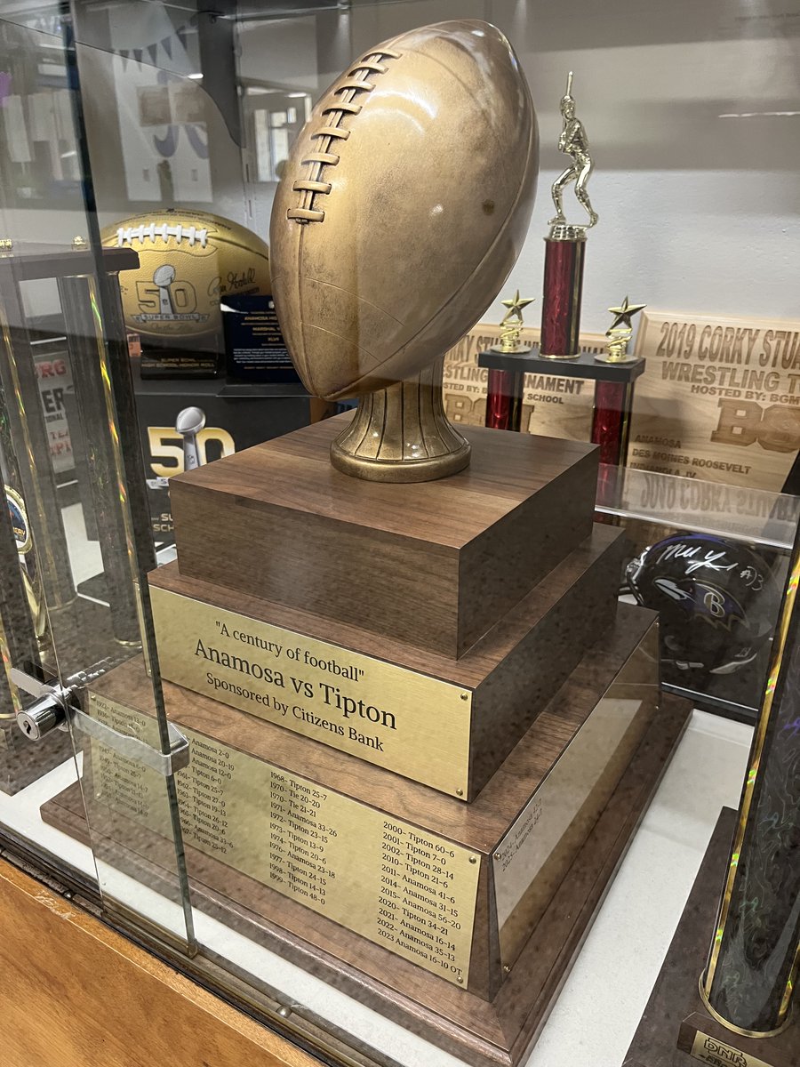 TrueBlueRaiders's tweet photo. The trophy is updated &amp; back where it belongs for another year. Tomorrow we look to hold onto the Cowbell for another season too.  📷 📷 https://t.co/gP4CkzFC8a