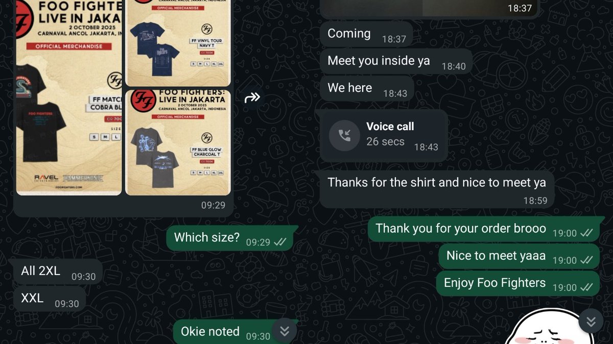 Shafirooo's tweet photo. Testimoni Jastip Merch Foo Fighters Jakarta https://t.co/Vfmt9ubPk2
