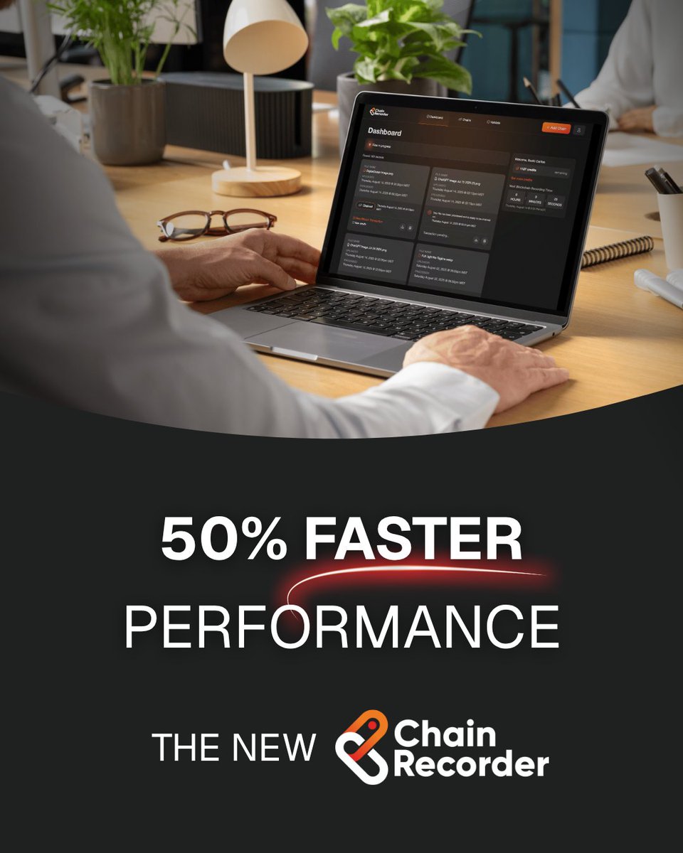 chainrecorder's tweet image. Say hello to ChainRecorder V2 🚀
Now with 50% faster uploads, smoother navigation, and a smarter dashboard.

Timestamp contracts, creative work, or media in seconds.
🔗 Try it now → app.chainrecorder.com/register

#LegalInnovation #ProofOfExistence #DigitalTrust #ChainRecorder