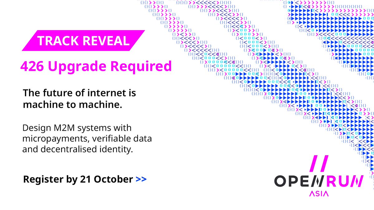 Hackathon Track Unlocked: 
​426 Upgrade Required | The Autonomous Machine-to-Machine Economy​
​
Interested in how machines, sensors and smart agents transact on blockchain without humans? This track is for you.​

Register by 21 October: bit.ly/4mPizVd