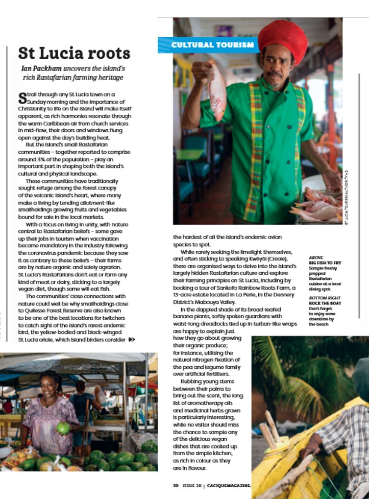 Hear ye, hear ye (or maybe: read ye, read ye) some new words from me on Saint Lucia's Rastafarians, making up just 3% or so of the island's population, in the latest issue of Cacique