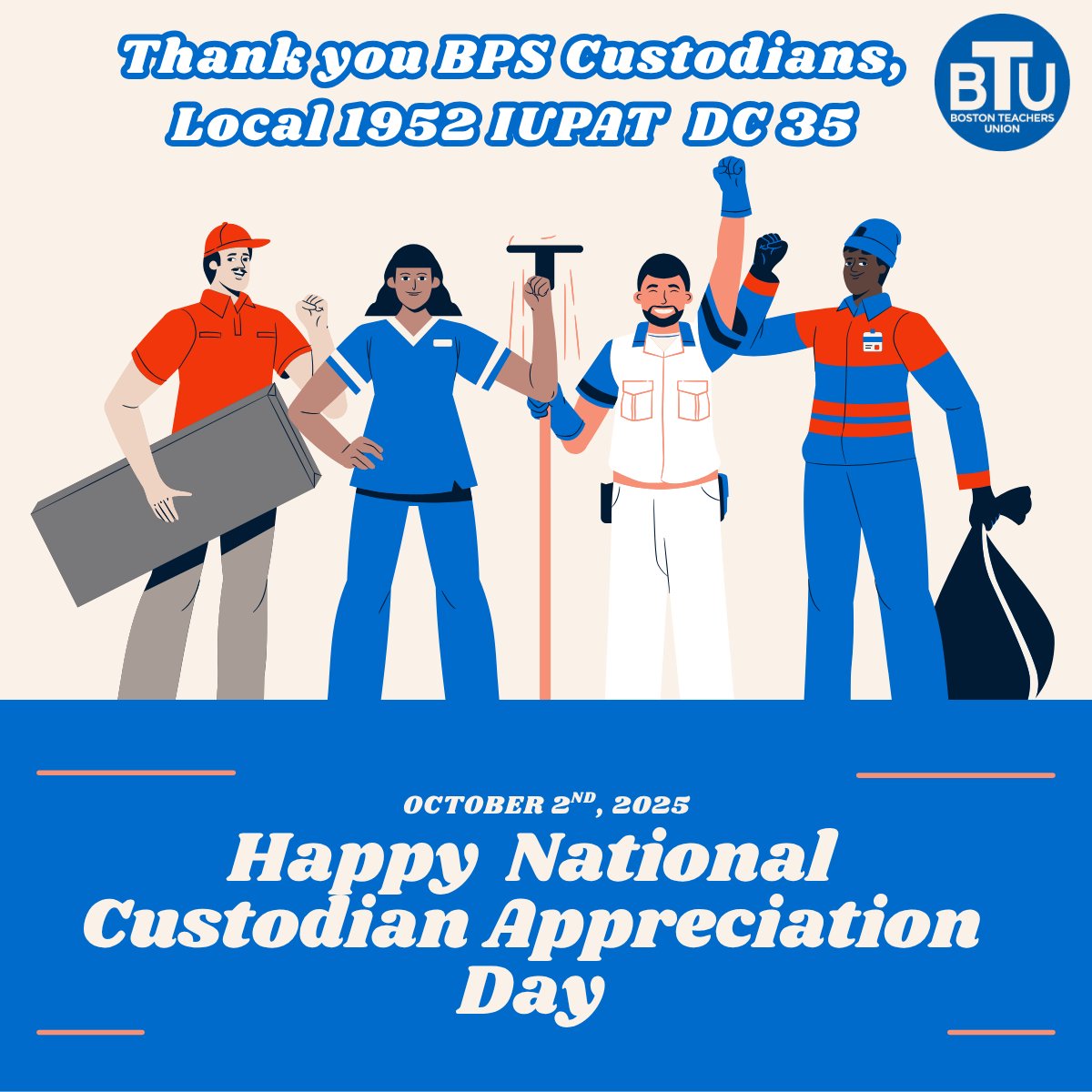 Happy #nationalcustodianappreciationday to all of the hardworking <a href="/BPSCustodians/">Boston Public School Custodians</a> who work hard every day to keep our school safe, clean, and healthy for our students!
