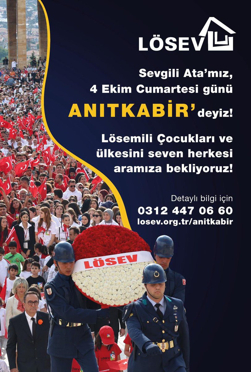 #4EkimdeLÖSEVleAnıtkabirde 
ATAMIZIN İZİNDE OLDUĞUMUZU BİR KERE DAHA GÖSTERECEĞİZ !

Hadi sen de Lösemili Çocukları ve ülkesini seven onbinlerin arasına katıl 🇹🇷