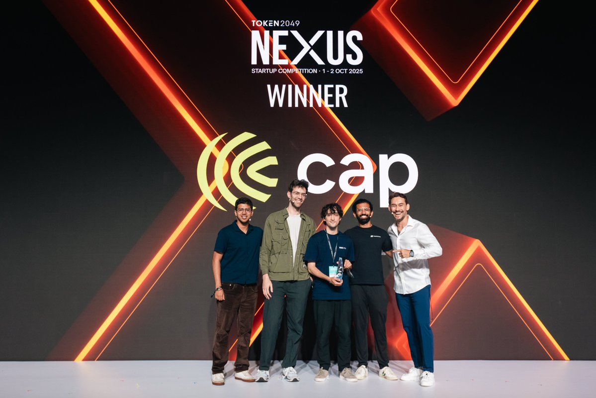 The TOKEN2049 NEXUS Startup Competition winner is <a href="/capmoney_/">cap</a> 💥

🧢 Hats off to <a href="/Benjamin918_/">Benjamin | cap</a> and the Cap team for two outstanding days of pitching.

We'll be watching this space.