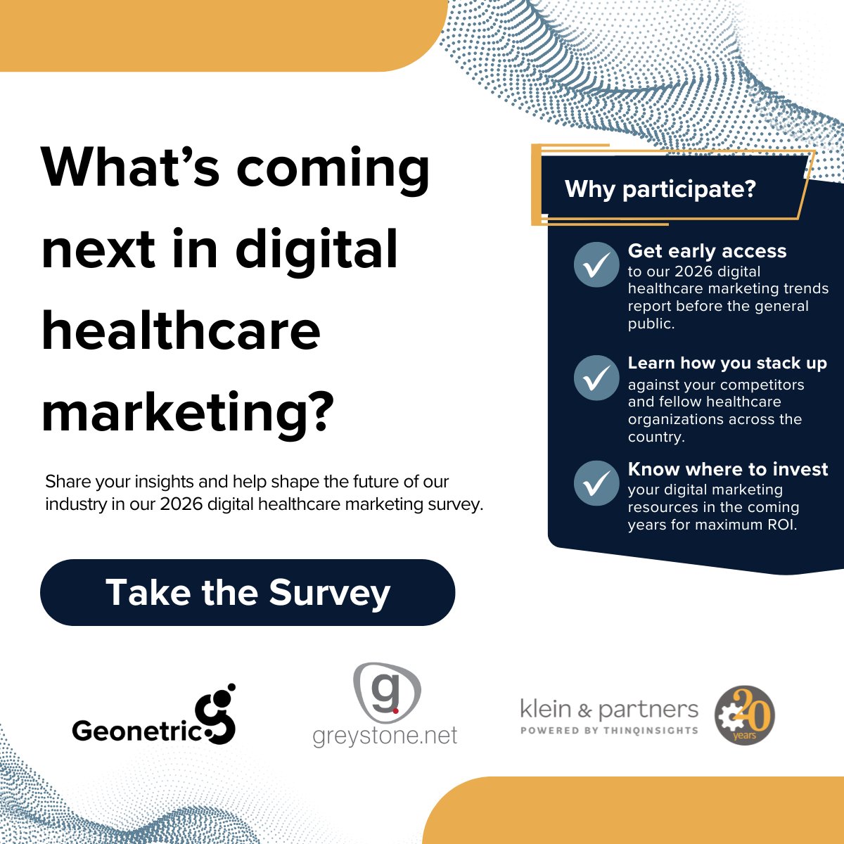Our 2026 Healthcare Marketing Industry Survey is LIVE! 📢

We’re partnering with <a href="/Greystone/">Greystone</a> and Klein &amp; Partners to gather insights on the biggest trends and opportunities in #HealthcareMarketing. 

hubs.ly/Q03LZktf0

#HealthcareMarketingTrends #MarketingTrends