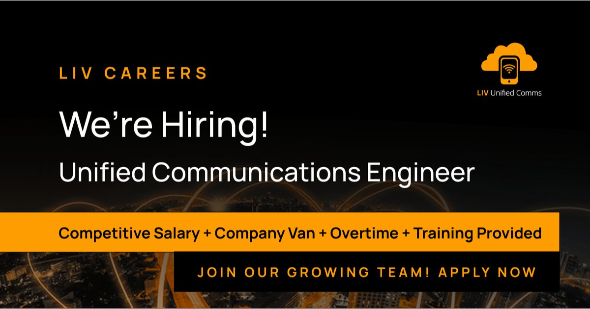 LIV_UComms's tweet photo. We're hiring a Unified Communications Engineer! You’ll play a crucial role in delivering cutting-edge UC, CCTV, and AV solutions that make a real difference for businesses. Learn more: https://t.co/4UkOLrBJ83 https://t.co/XMbbRtdtiK