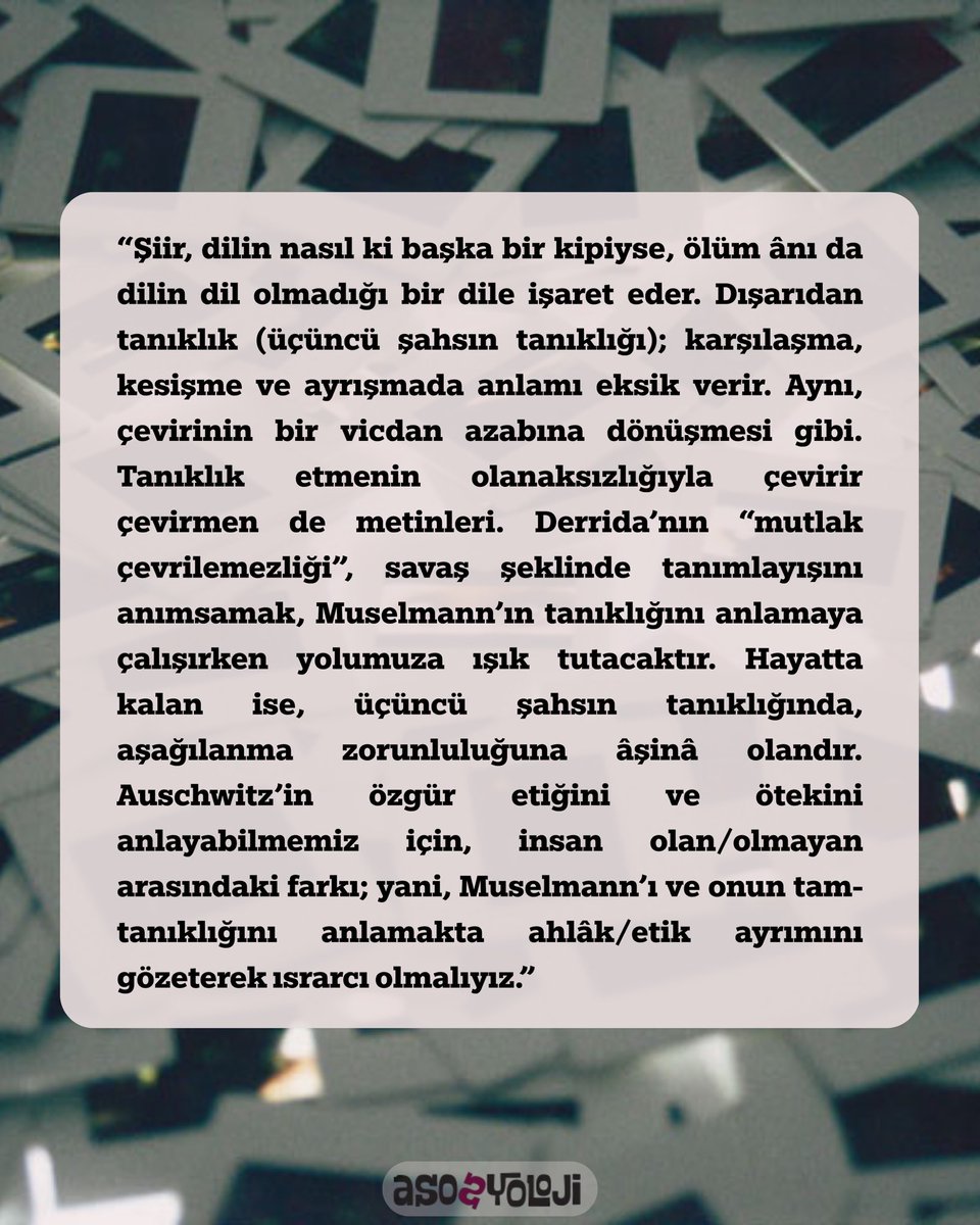 BLOG✍️ | Türkan Azra Atıcı yazdı: “Sınır-Durum”da Bir Çıkmaz: Ötekinin Tanıklığına Aldanmak

asosyoloji.com/sinir-durumda-…