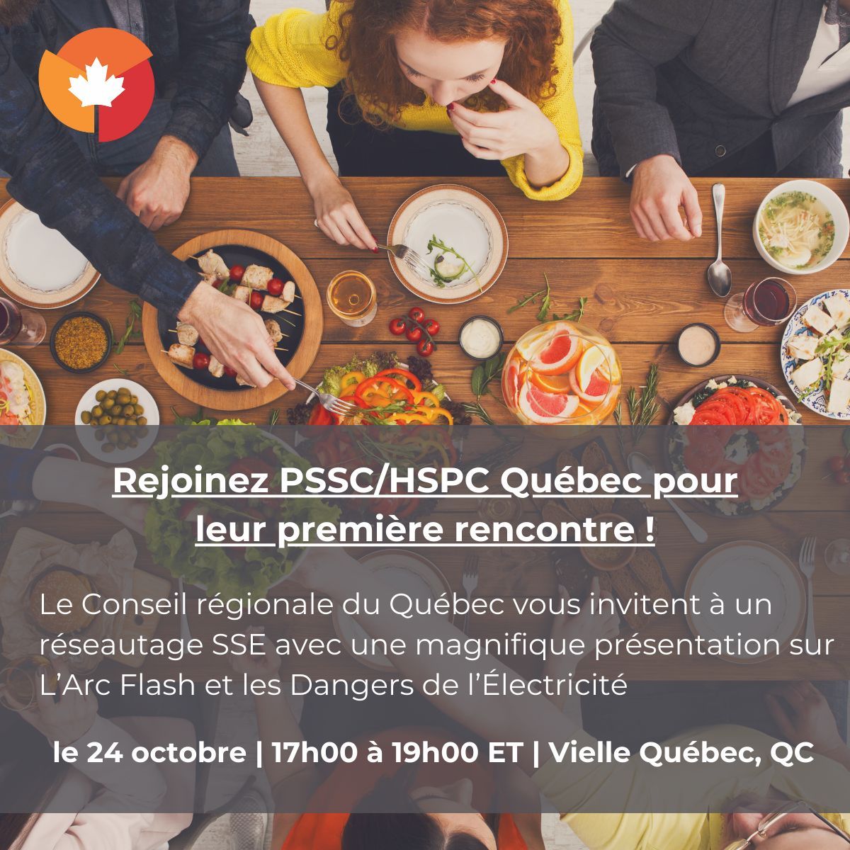 Le Conseil régionale du Québec des Professionnels de la Santé et Sécurité du Canada
(PSSC) vous invitent à leur première rencontre !

Date : le 24 Octobre | Oct. 24
Heure : 17h00 à 19h00 | 5-7 pm EDT

Cliquez-ici/click here! buff.ly/8c34jmE