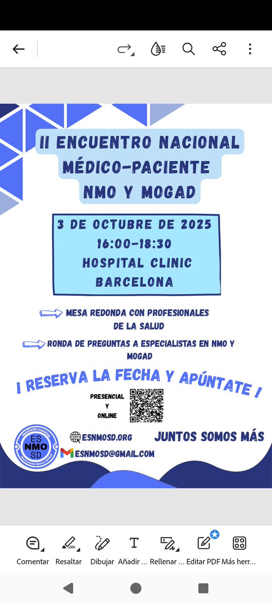 neuroimmuclinic's tweet image. 🔊 Mañana tendrá lugar el II Encuentro Nacional entre pacientes con #NMOSD o #MOGAD, médicos y otros profesionales especializados en su atención.
👫👭👬 Un espacio para aprender, compartir y avanzar juntos.