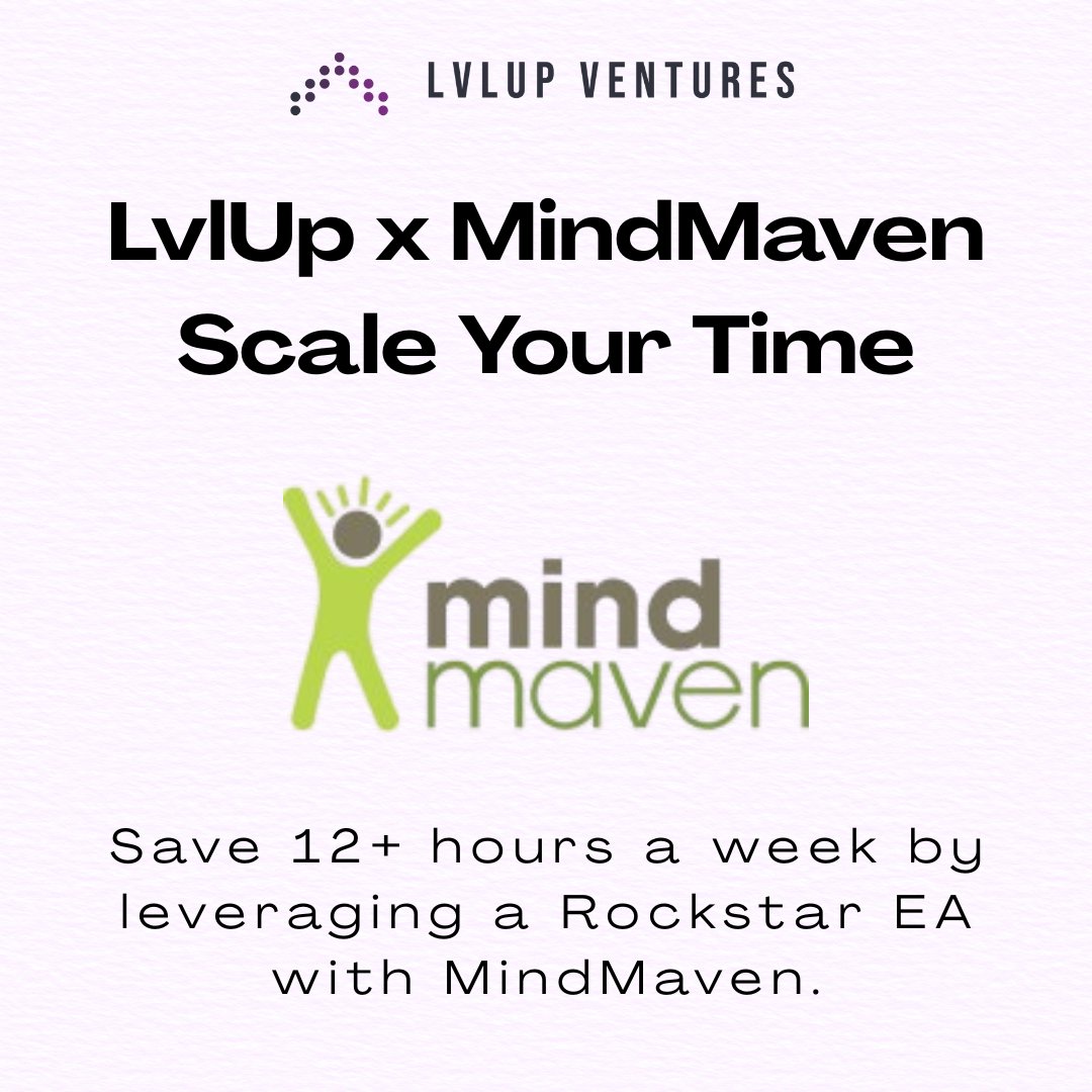 ⏳ Founders: What would you do with 12 extra hours a week?

We’re proud to spotlight MindMaven, a trusted partner helping leaders unlock their potential by turning EAs and Chiefs of Staff into true force multipliers.

💡 Check Out the Full Spotlight Here: lvlup.vc/post/mindmaven…