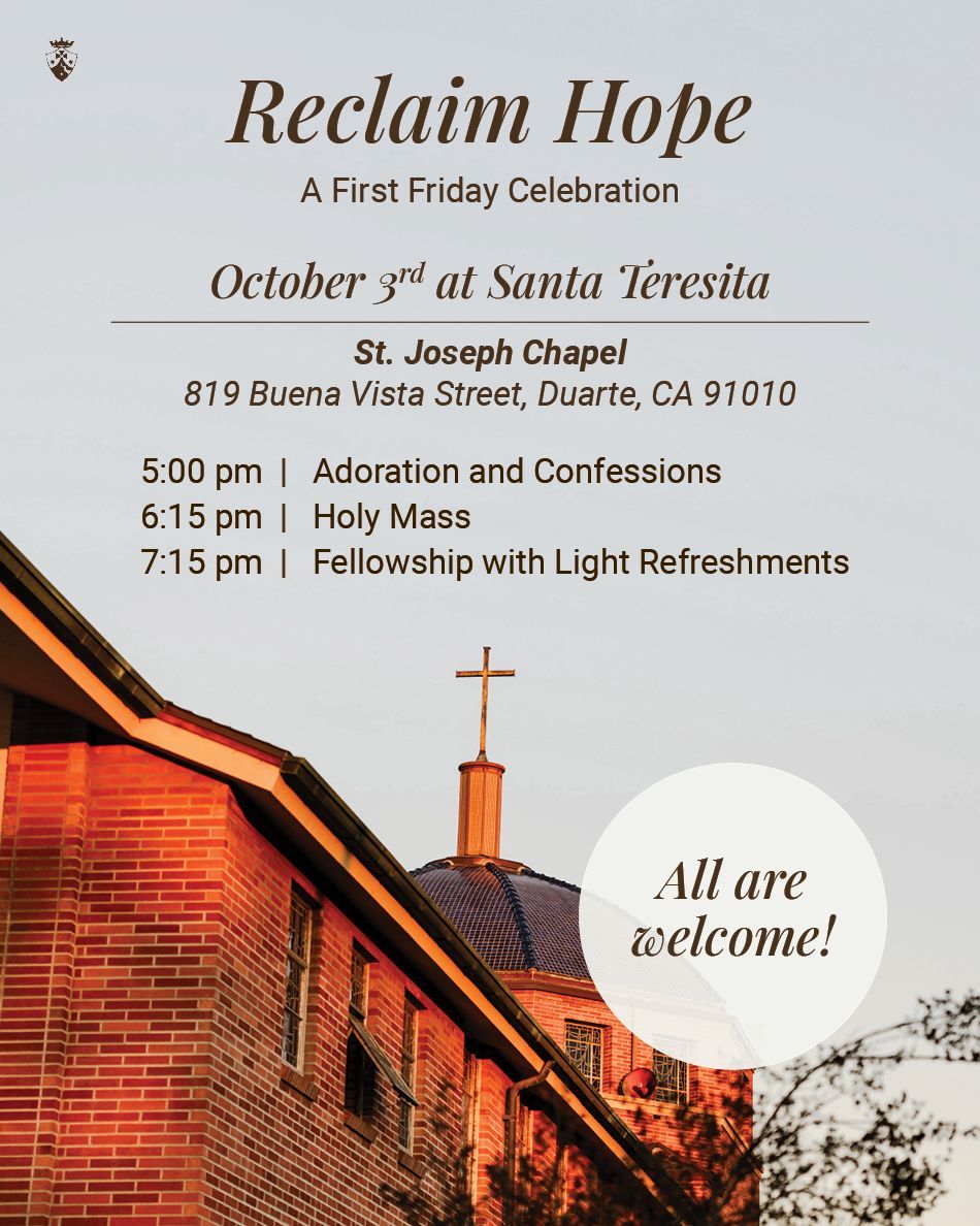 CarmelitesOCD's tweet image. This Friday - join the Carmelite Sisters @santateresitanoc to celebrate the First Friday in honor of the Sacred Heart of Jesus. Adoration, Mass, and fellowship… we hope you will join us! [bitly] #FirstFriday #SacredHeart buff.ly/FkYBy7V