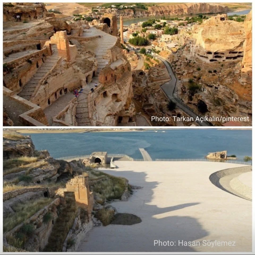 Don't let this situation mislead you about Turkey. This is Hasankeyf, which had been designated by UNESCO as a historic site that must be preserved, but the government chose to build a dam there at any cost.