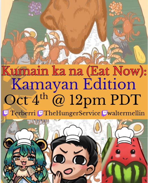 Terberri's tweet image. In honor of Filipino American History Month,  @Hunger_Service, @itswaltermellin, and I are going to cook a Kamayan feast LIVE! 🌿🍴Excited to have this traditional Filipino feast where food is shared with hands, culture, &amp;amp; community. 

🗓️: Oct 4th @ 12pm PDT

⤵️🔗 #FAHM