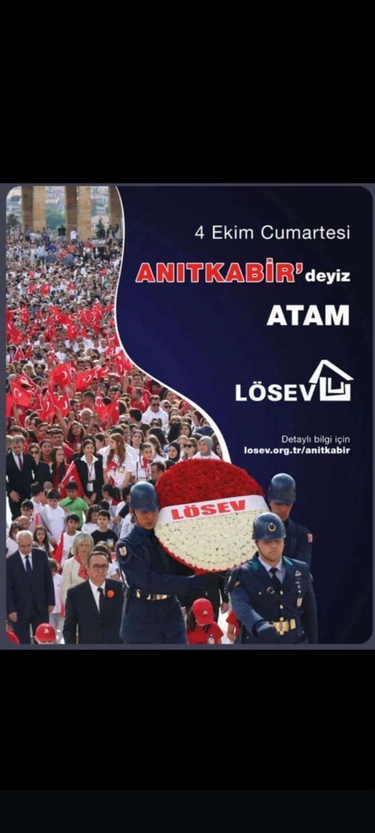 SevalK46541's tweet photo. # 4 Ekim Lösevle ANITKABİRDEYİZ
@losev1998 https://t.co/L4ecldXeZu