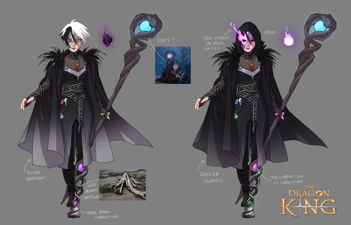 Here is a full look at the design exploration for Claudia. #Claudia #theDragonKing #theDragonPrince #Kickstarter