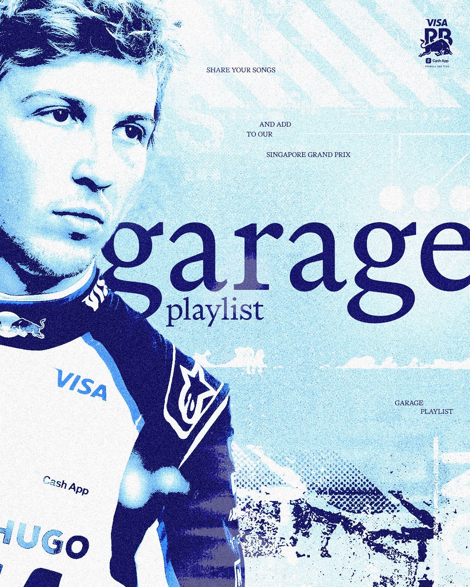 visacashapprb's tweet photo. Ayooo you know what time it is 🎶 drop us some songs for our #SingaporeGP Garage Playlist 🔥

#F1 #VCARB https://t.co/6PkC1LS1Md