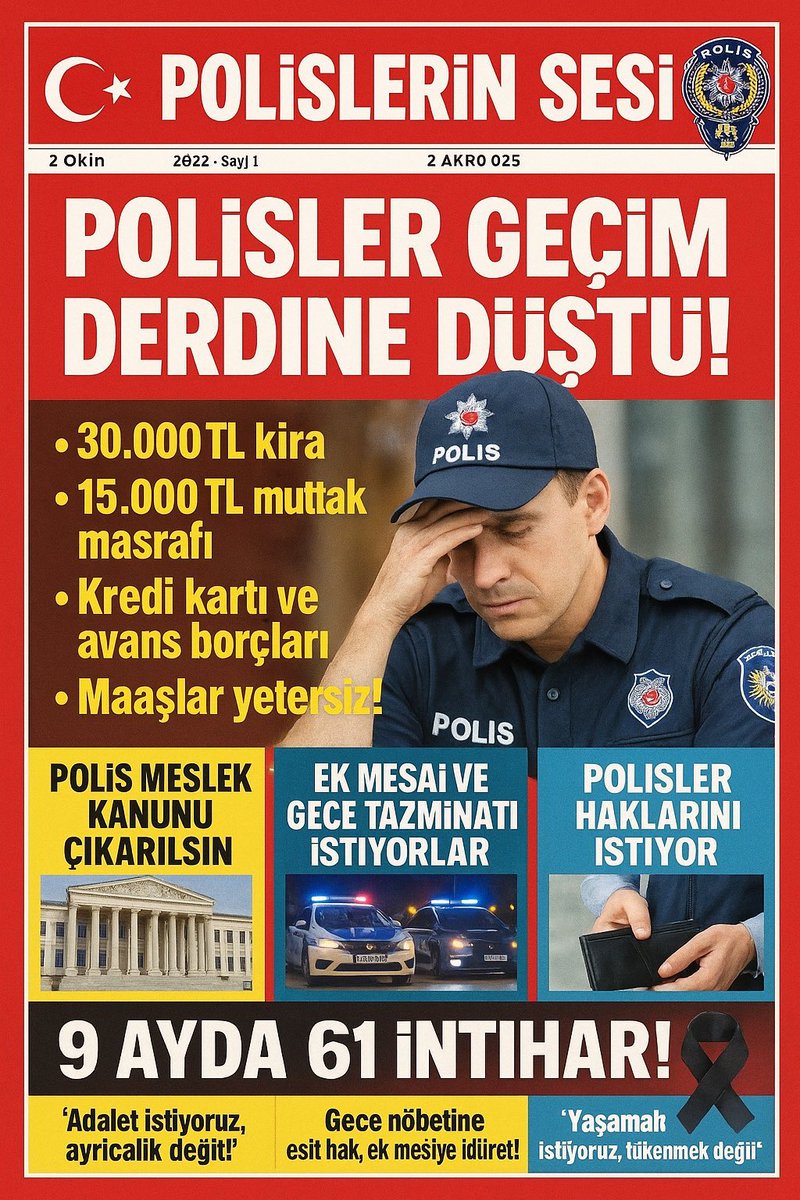 Polisler geçim derdine düştü
Polis meslek kanunu çıkarılsın
Ek mesai ve gece tazminatı istiyoruz 
POLİSLER HAKLARINI İSTİYOR

 #PolisMecliseSesleniyor