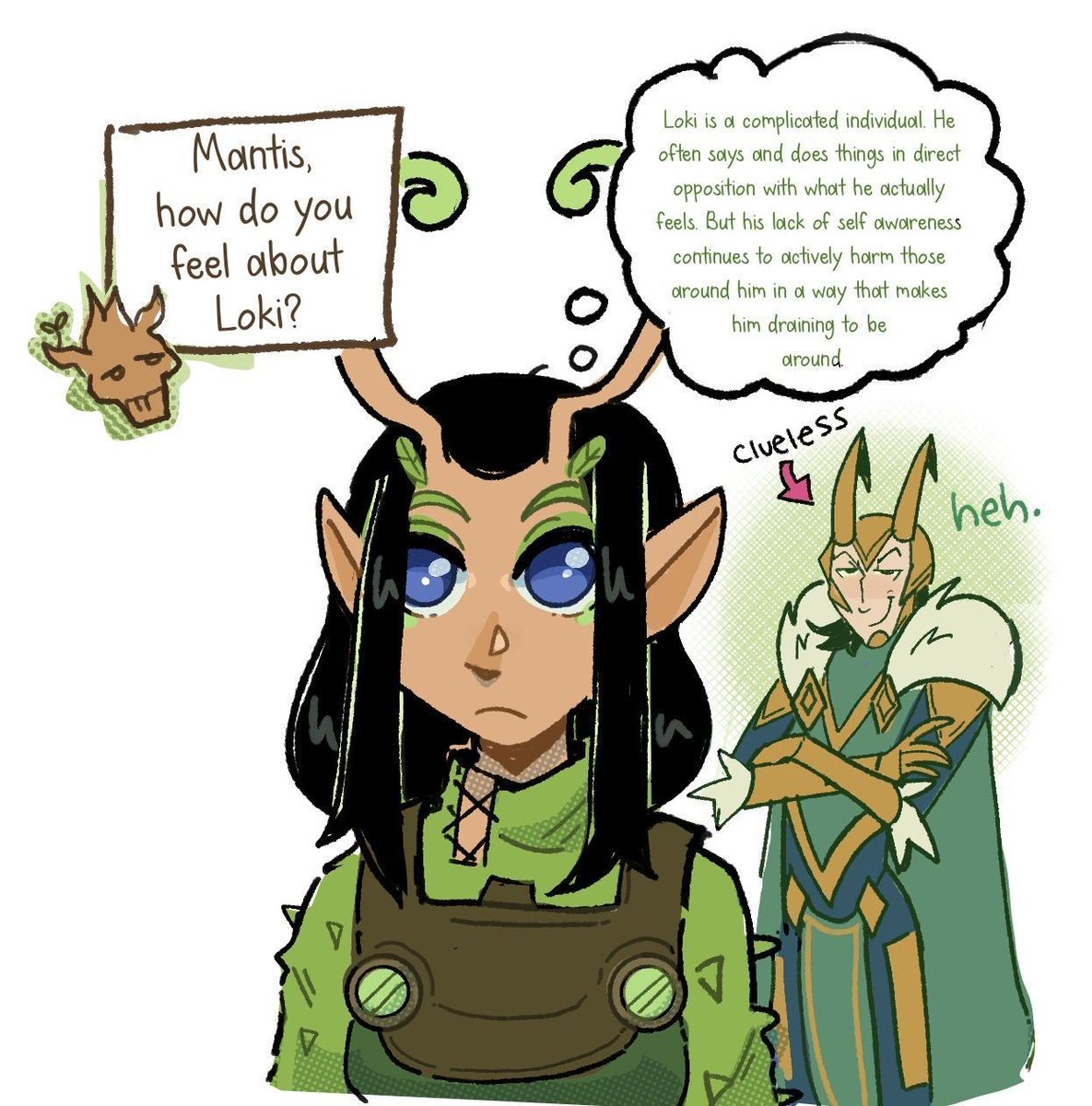rookiebe_'s tweet image. more loki x mantis shenanigans.. i really love when they torment each other!!!!

#marvelrivals #mantis #loki