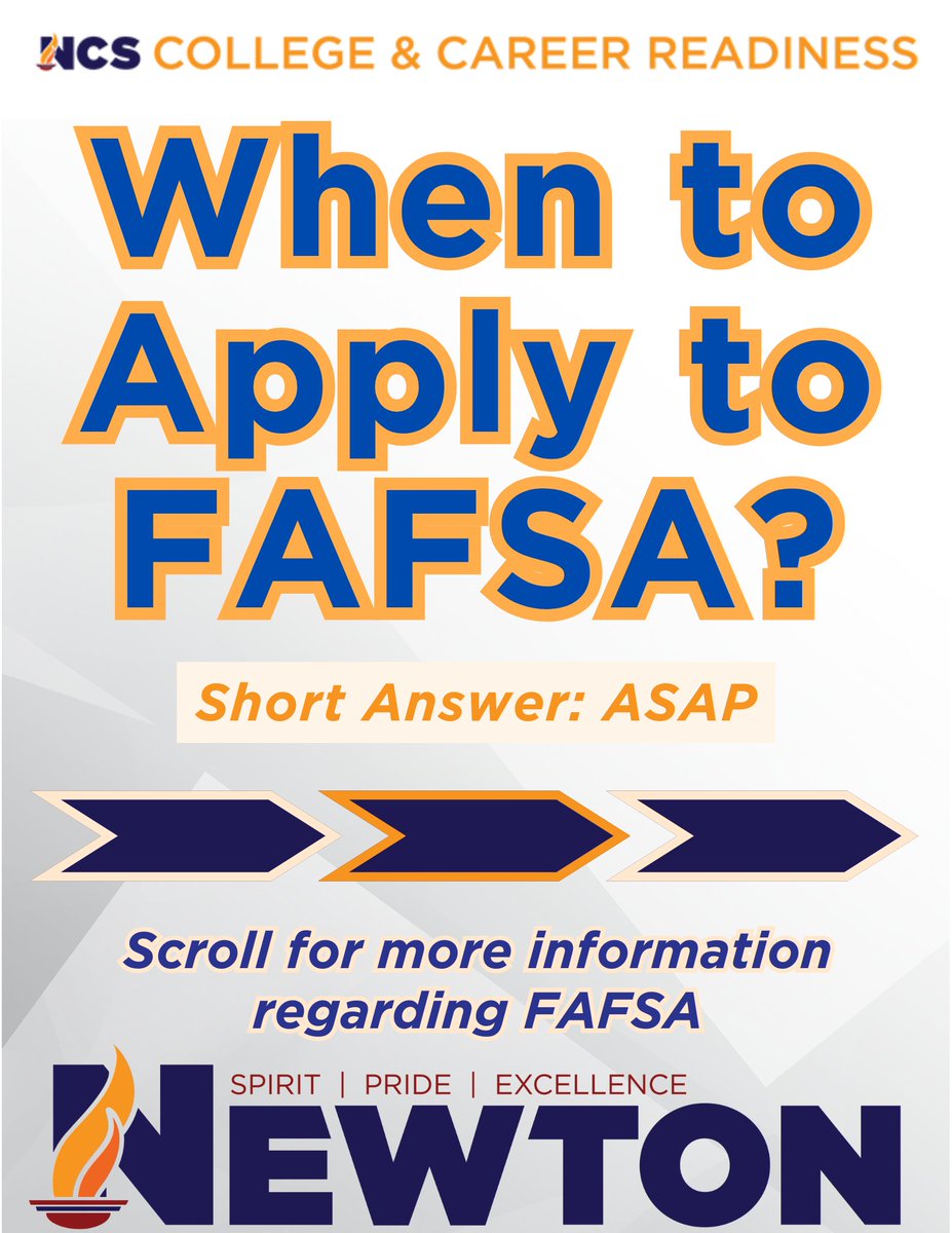 ccr_newton's tweet image. FAFSA is a race not a stroll! The earlier you apply the better, so don’t want! All QR codes are also available in our Linktree your convenience and additional questions can be directed to FAFSA.gov. Good Luck students!
