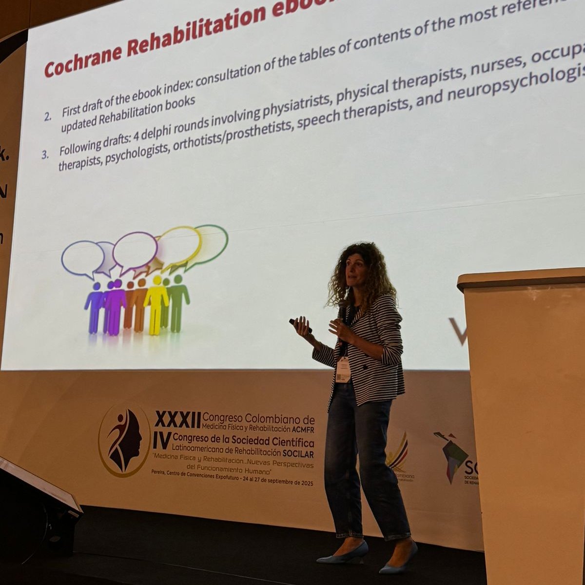 CochraneRehab's tweet photo. 📢 Cochrane Rehabilitation joined IV #SOCILAR &amp; XXXII #ACMFR Congress in Colombia, connecting top regional experts. Lectures on knowledge translation and our e-Book by Dr. Posada and Dr.Gimiliano marked our key participation.  #CochraneRehabilitation #ScientificEvidence #PRM https://t.co/qh6fYHGWZS