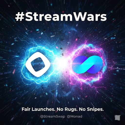 Muhammerd002's tweet photo. StreamSwap x Monad October 2025 🔥
Fair launches. No rugs. No snipes.
@StreamSwap_io is changing the game on @monad with time-based swaps.
Here’s everything you need to know about StreamSwap &amp; #StreamWars https://t.co/YI3EoCdQe7