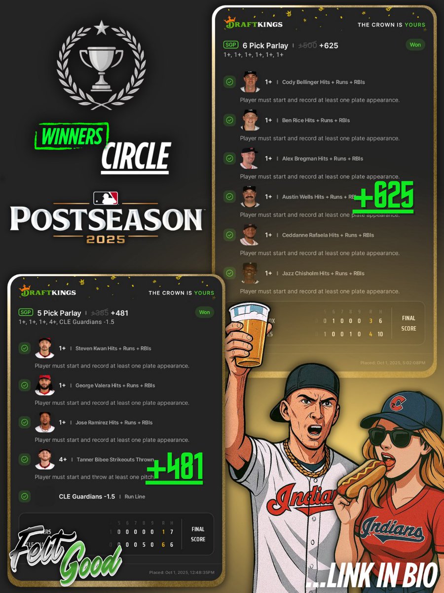 feltgoodbets's tweet photo. October baseball just hits different ⚾🍻 Nothing better than cashing tickets with your crew while the your teams making noise. +625 &amp; +481 were just a few of the slips in the Winners Circle last night! And your goddamn right... It Felt Good!💰 #Postseason https://t.co/aqYlhoYSLw