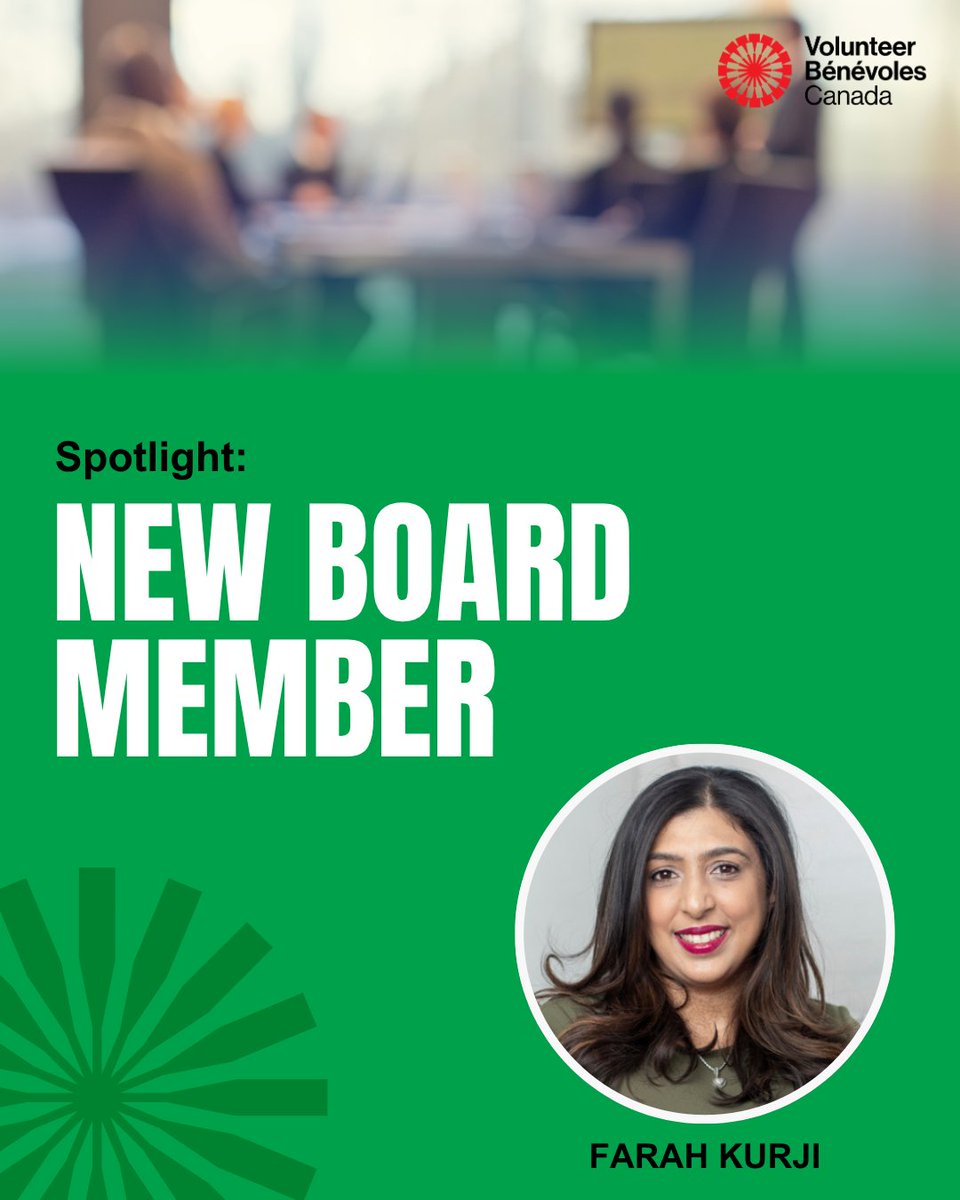 👋 Meet Farah Kurji, newly appointed to Volunteer Canada’s Board of Directors! A lifelong volunteer and leader in Social Impact, Farah brings a global perspective and deep commitment to community.

Learn more about Farah: ow.ly/xHOv50X5nyp

#VolunteerImpact #VolunteerCanada