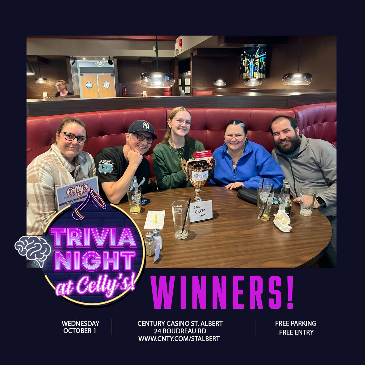 Congratulations to our Trivia winners last night who went home with the $100 jackpot! 🥳🥳🥳 This crew is UNBEATABLE.