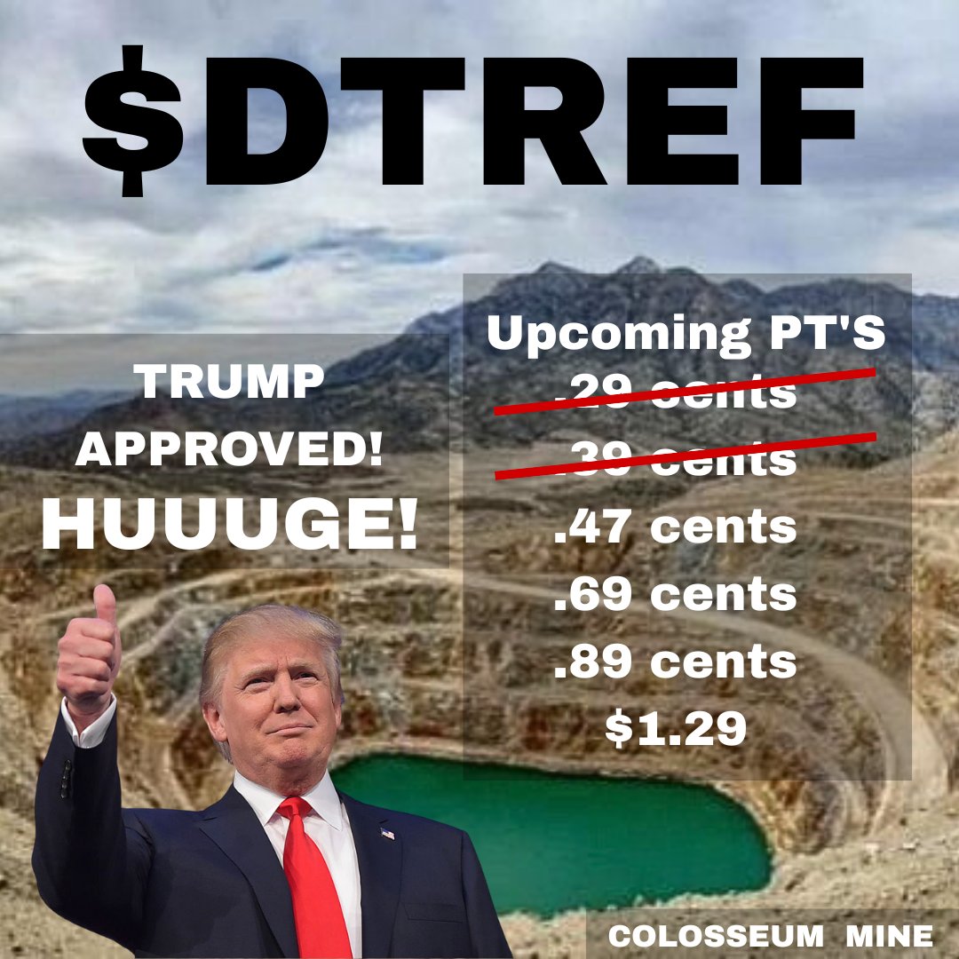 $DTREF 2 down! 4 to go. 😉  However ... I'm looking for $2.00 

.29 ✅️
.39 ✅️

$LKYRF $RITE $MP $RLMLF $DTR