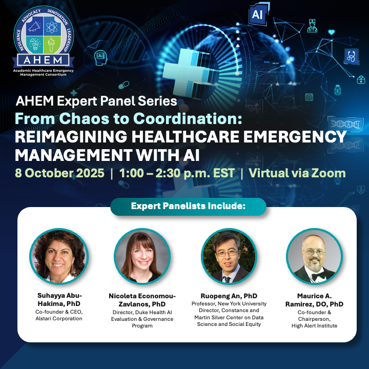RT <a href="/kellymnyc/">Kelly McKinney</a> Reimagining Healthcare Emergency Management with AI Webinar, Oct 8 ow.ly/t5E450WWcNP  <a href="/HealthResponseA/">Health Response Alliance</a> @IAEM <a href="/R7DHRE/">R7DHRE</a> <a href="/MGHDisasterMed/">MGH Center for Disaster Medicine</a> <a href="/AHEPP1/">AHEPP</a> <a href="/WADEM_PDM/">WADEM</a> <a href="/HC_Ready/">Healthcare Ready</a> <a href="/EMAOHIO/">EMAO 🇺🇸</a> <a href="/VEMAtweet/">VEMA</a> <a href="/Neptanow/">NEPTA</a> <a href="/EMCESA/">CESA</a> <a href="/IowaEMA/">Iowa Emergency Management Association</a>