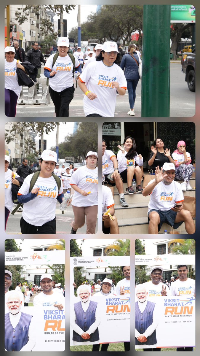 eoilima's tweet photo. On the birth anniversary of Mahatma Gandhi on 2 Oct 2025, as a part of #SevaParv
@eoilima arranged a #VikasitBharatRun 
🏃🏃‍♀️from Mahatma Gandhi's bust in Lince Park @Muni_Lince ,Lima,Peru  🇵🇪 to @eoilima. Over 250 Peruvian Friends of India & Indian Community members enthusiastically participated in the Run. Three awards in each category were given for Male/Female/Elderly group winners apart from appreciation certificates for all participants.