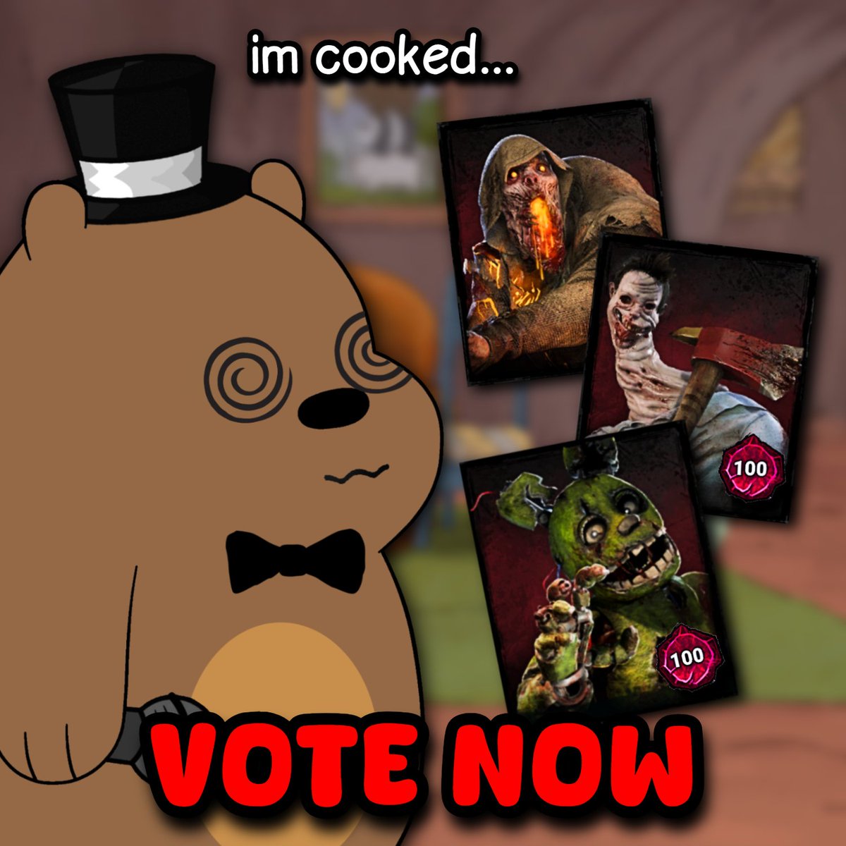 FloopLooops's tweet image. Dis December one of my good friends @DaVonify is hosting a Charity Event and as a Donation Goal everyone can vote on a killer for me to P100! Da answer will be reveled once we actually hit da goal in December! Have fun :D
Vote Here: docs.google.com/forms/d/e/1FAI…