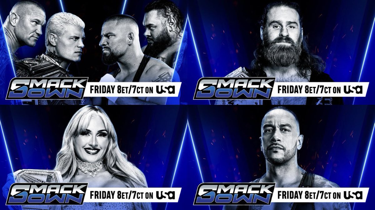 Smackdown preview tomorrow!!

- Candy go up against the Bronsons
- Sami’s US title open challenge continues 
- Tiffany promo segment 
- Priest is set in action 

#SmackDown