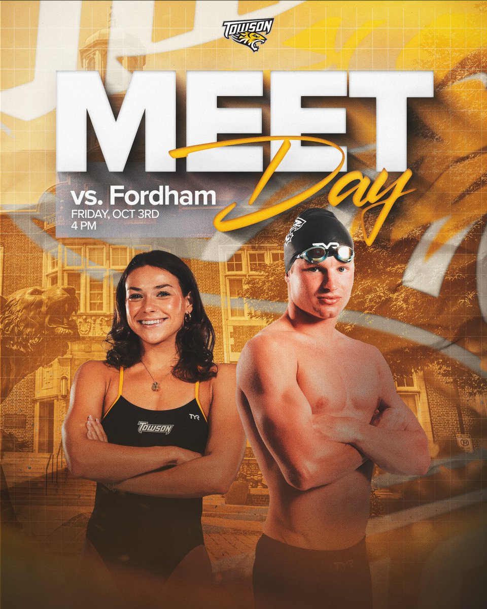 Stay tuned tonight for Towson Swim &amp; Dive!

🆚 Fordham
⏰ 4 PM
📍 Bronx, N.Y.
🏟 Col. Francis B. Messmore Aquatic Center

#GohTigers