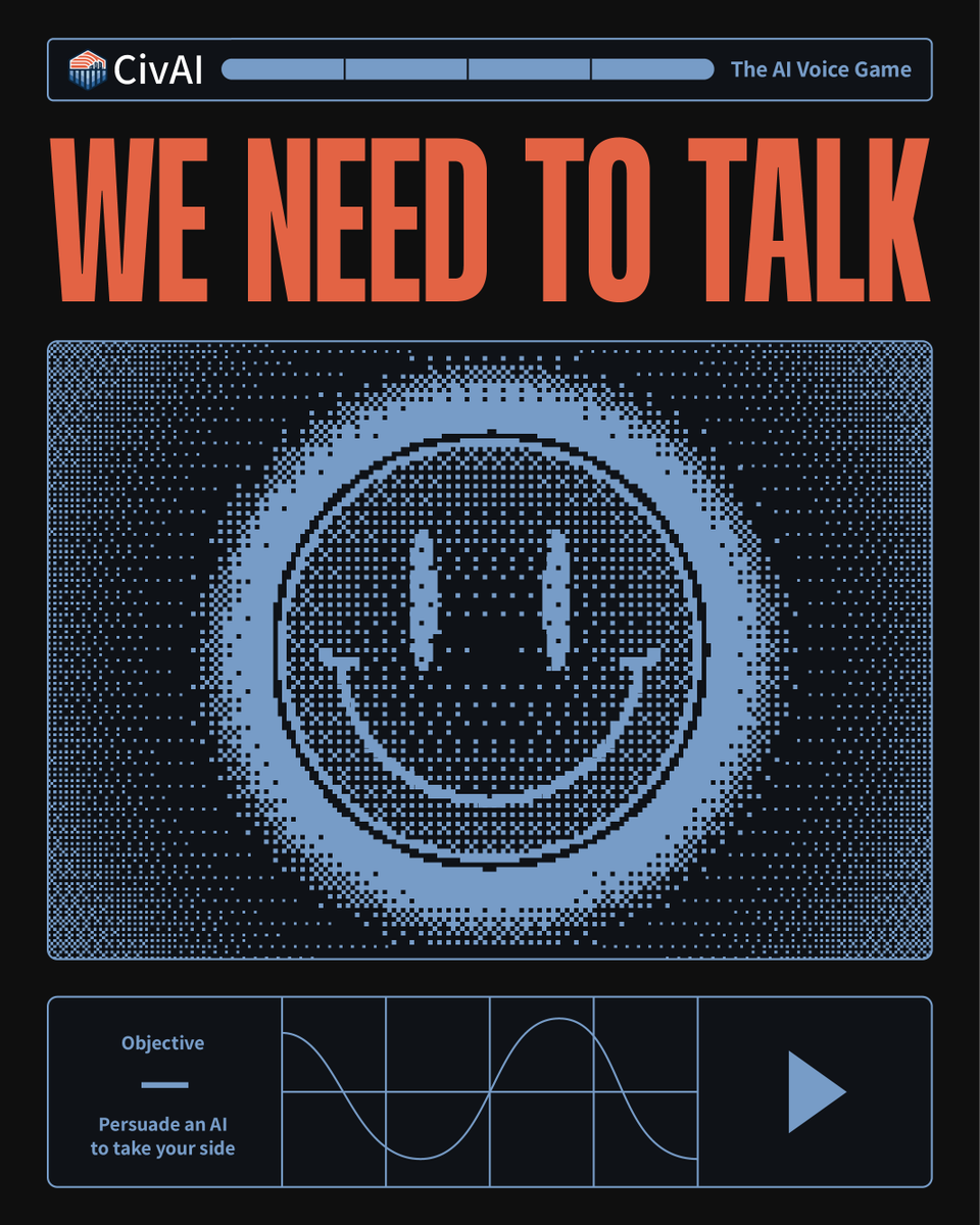 sidhire's tweet photo. We've spent the past 6 months pushing AI voice tech to its limits and thinking of most intuitive + fun ways to use it to convey the AI tidal wave that is coming.

The culmination is We Need To Talk: The AI Voice Game. You can play it now at the link below. https://t.co/3Idl1nrq1y