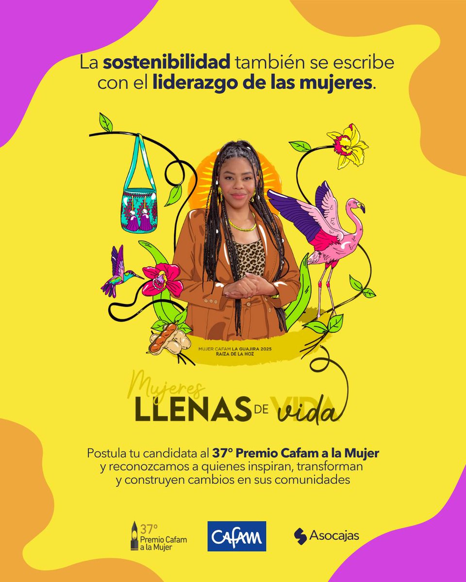 ASOCAJAS (@asocajas) on Twitter photo En su edición 37, el Premio Cafam a la Mujer abre postulaciones para visibilizar a las #MujeresLlenasDeVida, quienes con compromiso y vocación, han cambiado la historia de miles de familias.
Las postulaciones están abiertas hasta el 7 de noviembre de 2025 en tu Caja de En su edición 37, el Premio Cafam a la Mujer abre postulaciones para visibilizar a las #MujeresLlenasDeVida, quienes con compromiso y vocación, han cambiado la historia de miles de familias.
Las postulaciones están abiertas hasta el 7 de noviembre de 2025 en tu Caja de