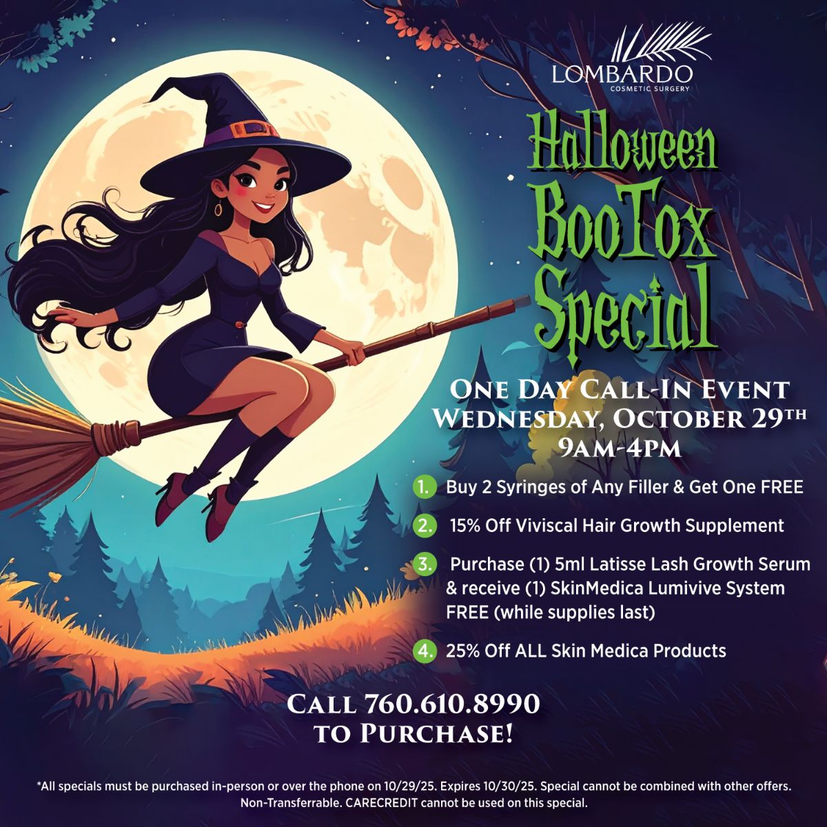 DrLombardoPS's tweet image. 👻 💉 #BooTox is BACK with 4 Spooktacular Specials on #Botox #Fillers #Latisse #Viviscal #SkinMedica Call on October 29th to purchase 📞 (760) 610-8990 

#PalmSprings #RanchoMirage #PalmDesert #IndianWells #LaQuinta #Indio #Yucca #Redlands #DrLombardo mailchi.mp/lombardocosmet…