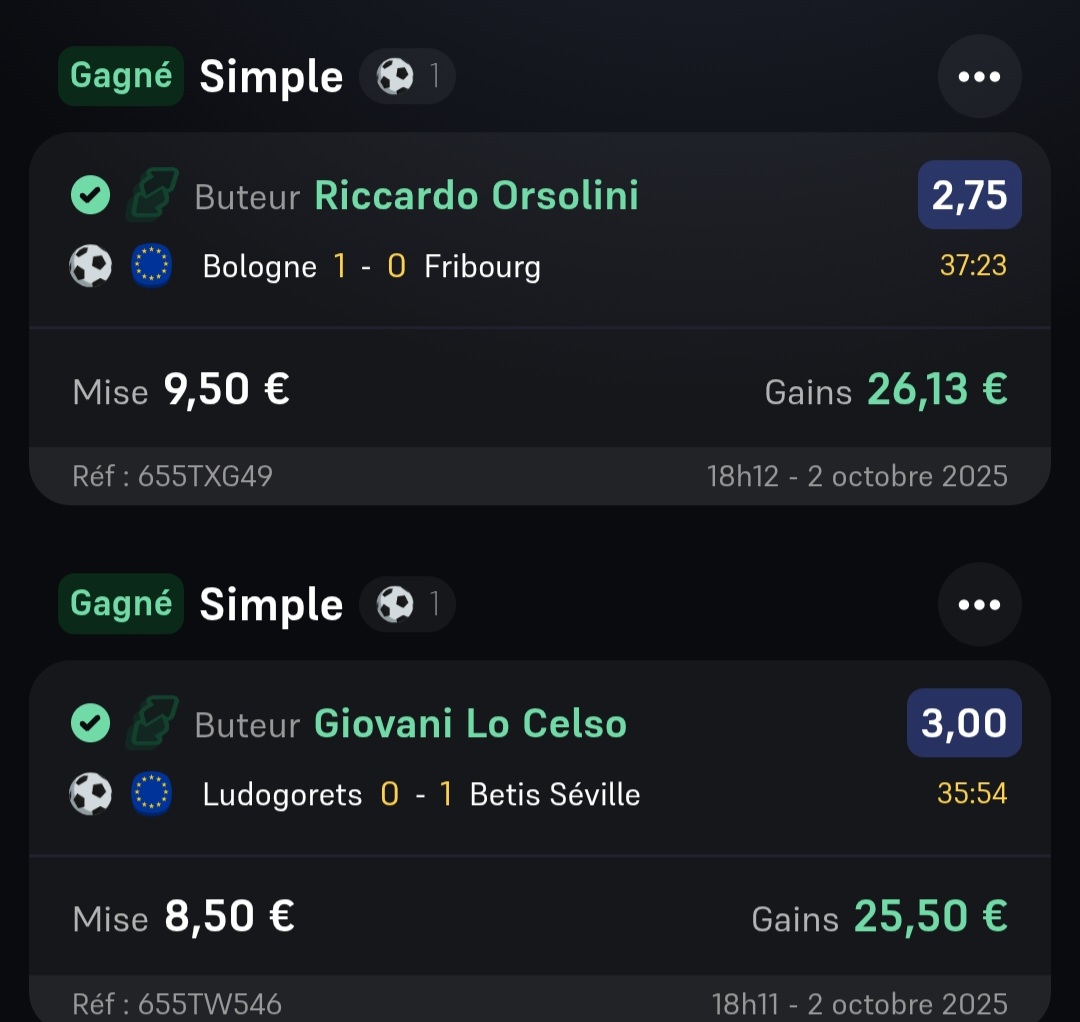 ValueBet3's tweet photo. GOALLL ORSOLINIIII 😁⚽️🇮🇹 !!!
GOALLL LO CELSOOO 😏⚽️🇦🇷 !!!

On valide :
➡️ Orso' 2,75 ✅️🔥
➡️ Lo Celso 3,00 ✅️🔥

Maintenant on va pousser le combo passeur et Bakambu + Castro (ou leurs subs) 🙏❤️

https://t.co/eFZmneQjMZ https://t.co/WUCIdmtw7S