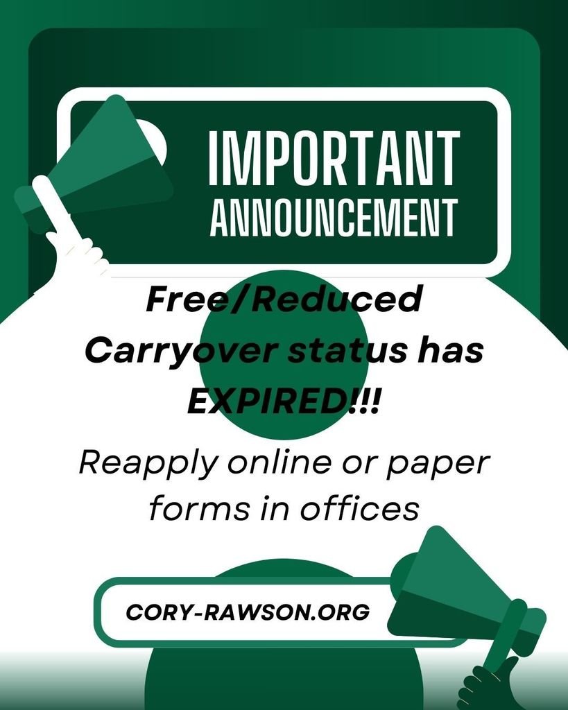 coryrawsonlocal's tweet photo. Free/reduced carryover status expired! https://t.co/7Qn8lAm3yo