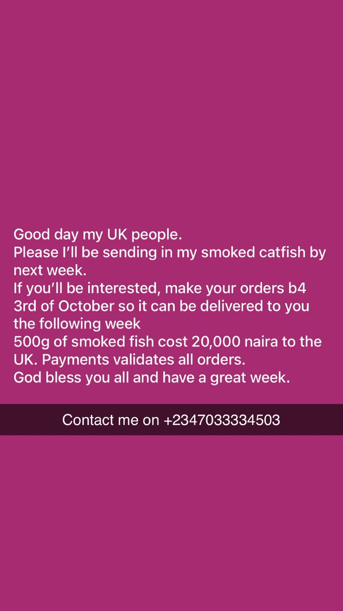 iam_teebounce's tweet photo. Buy your smoked catfish from me if you are in the UK 🇬🇧 https://t.co/E6k85tnxEz